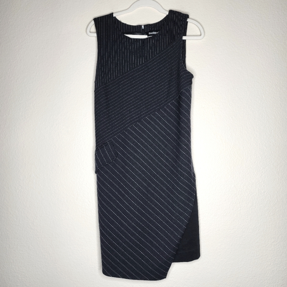 Desigual Pinstripe Asymmetrical Dress 38